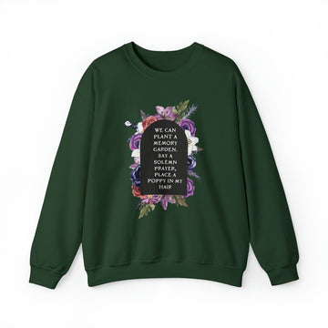 Great War 'we can plant a memory garden' Floral Tombstone Unisex Crewneck Sweatshirt - Midnights