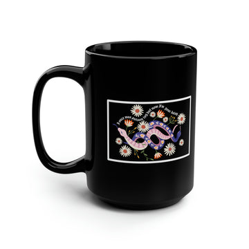Don't Blame Me 'I once was poison ivy but now I'm your daisy' Black Coffee Mug - Reputation Snakes