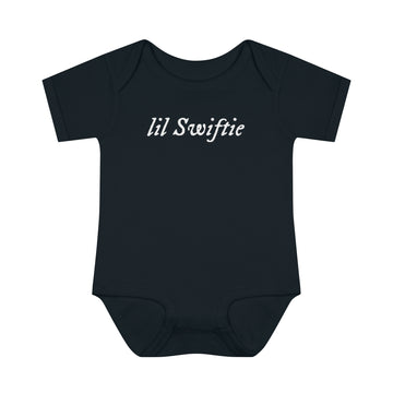 Infant 'lil Swiftie' Baby Short Sleeve Rib Romper Bodysuit - Folklore Evermore Classic