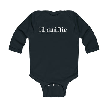 Infant 'lil Swiftie' Baby Long Sleeve Romper Bodysuit - Reputation Classic