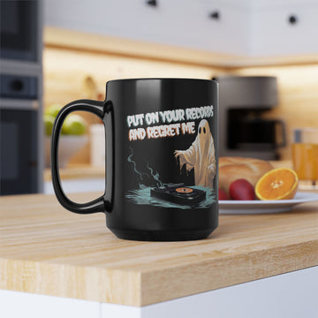 High Infidelity 'put on your records and regret me' Ghost Black Coffee Mug - Midnights