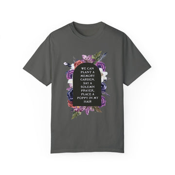 Comfort Colors Great War 'we can plant a memory garden' Floral Tombstone Unisex T-Shirt - Midnights