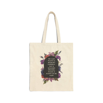 Great War 'we can plant a memory garden' Floral Tombstone Canvas Tote Bag - Midnights