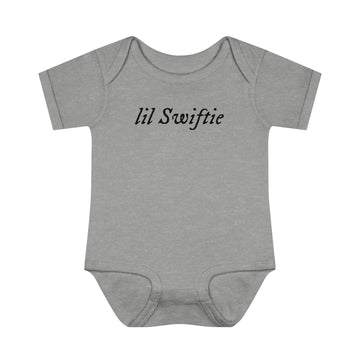 Infant 'lil Swiftie' Baby Short Sleeve Rib Romper Bodysuit - Folklore Evermore Classic