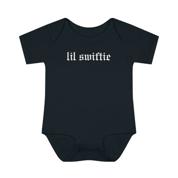 Infant 'lil Swiftie' Baby Short Sleeve Rib Romper Bodysuit - Reputation Classic