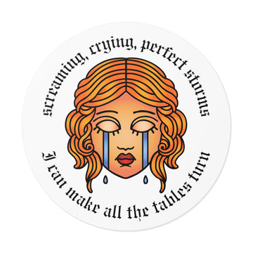 Blank Space 'screaming crying perfect storm' Round Vinyl White Stickers - 1989