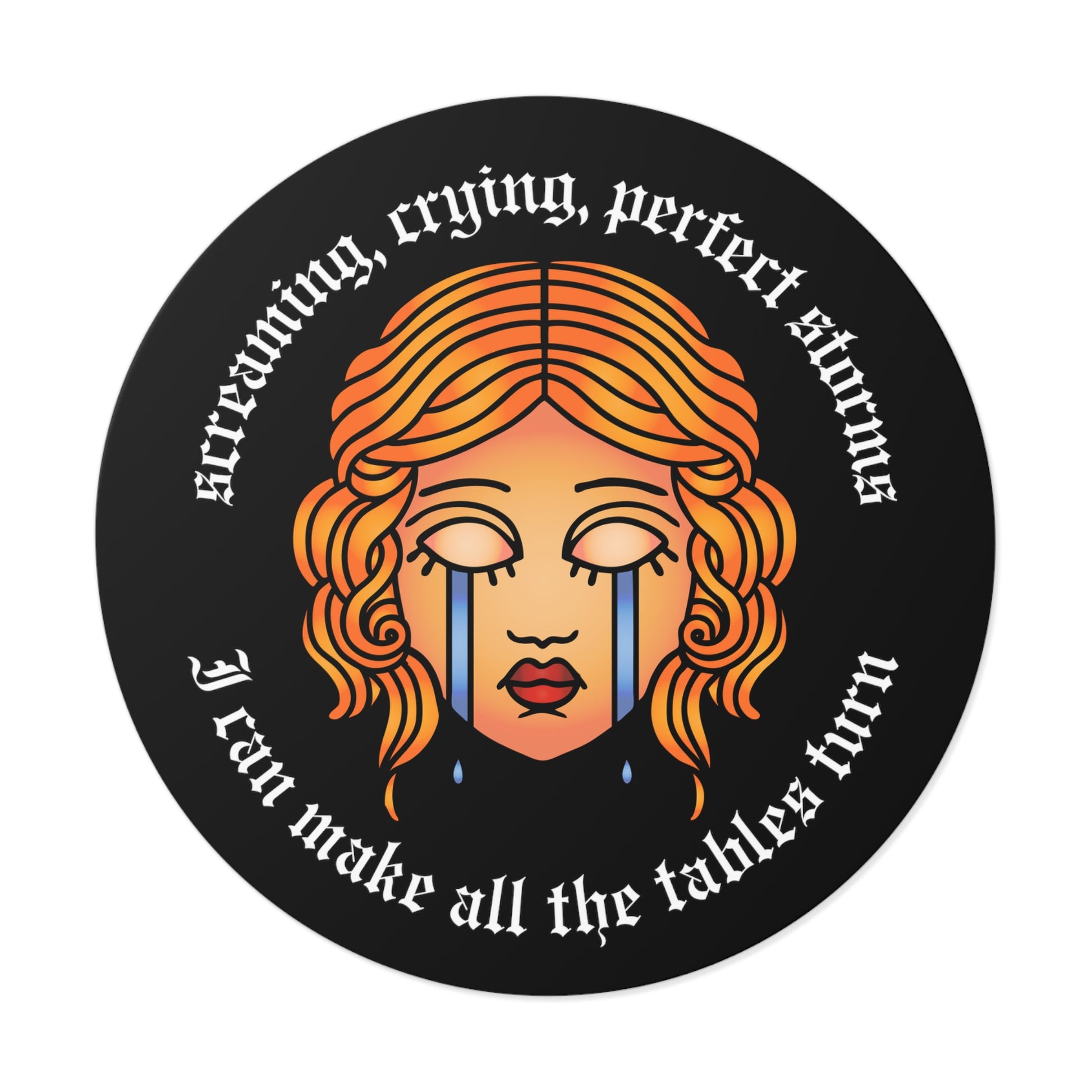 Blank Space 'screaming crying perfect storm' Round Vinyl Black Stickers -  1989