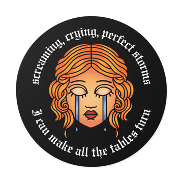 Blank Space 'screaming crying perfect storm' Round Vinyl Black Stickers - 1989