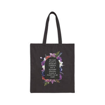 Great War 'we can plant a memory garden' Floral Tombstone Canvas Tote Bag - Midnights