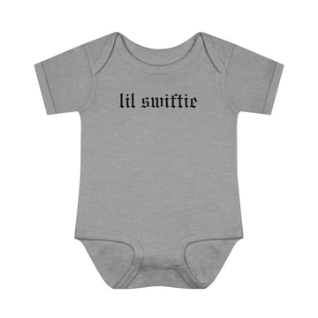 Infant 'lil Swiftie' Baby Short Sleeve Rib Romper Bodysuit - Reputation Classic