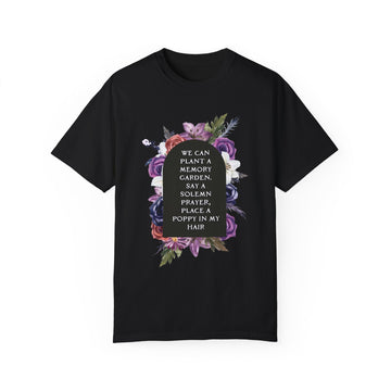 Comfort Colors Great War 'we can plant a memory garden' Floral Tombstone Unisex T-Shirt - Midnights