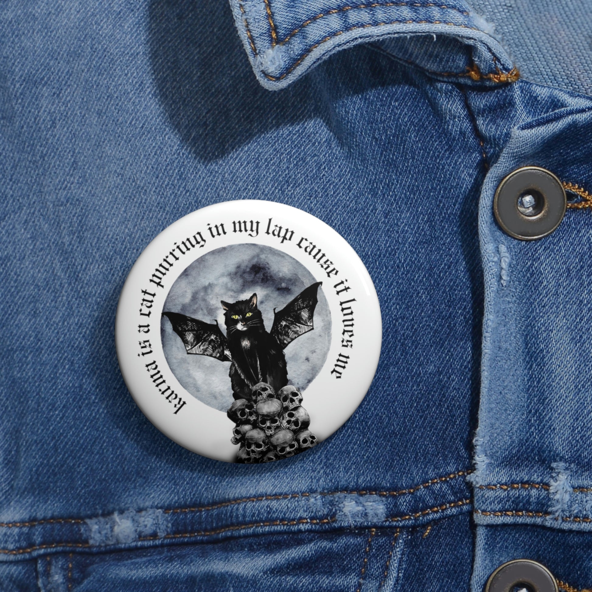 Karma 'karma is a cat, purring in my lap 'cause it loves me'  Pin Button - Midnights - SpookySwiftie