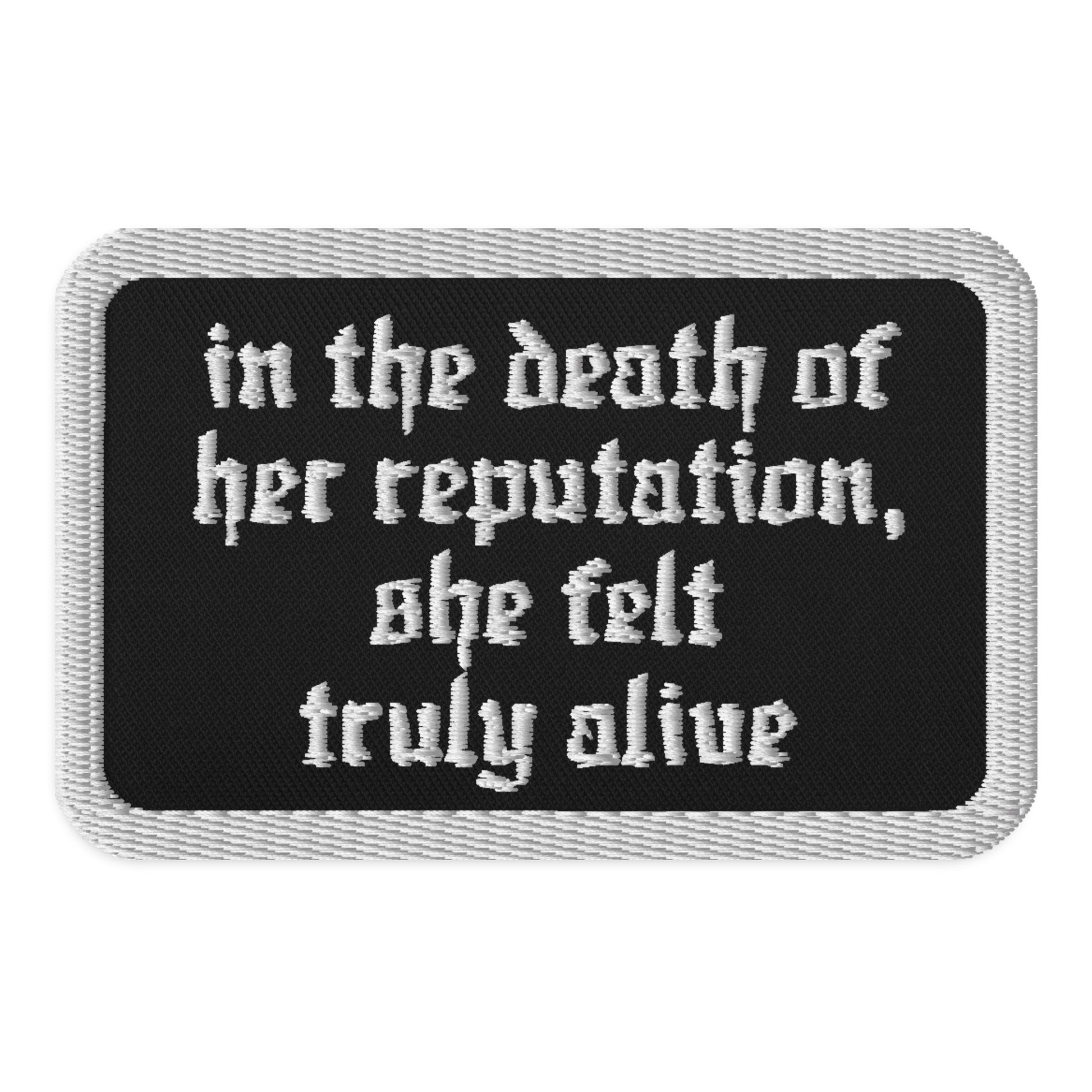 Reputation Era 'in the death of her reputation, she felt truly alive' Rectangle Embroidered Patch - SpookySwiftie