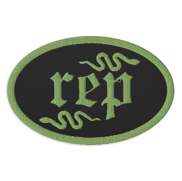 Reputation 'rep' Snakes Green Embroidered Oval Patch